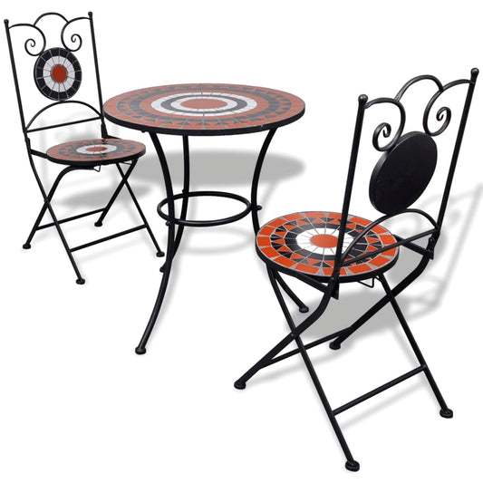3-osainen Bistrokalustesarja mosaiikki terrakotta  ja valkoinen - Sisustajankoti.fi