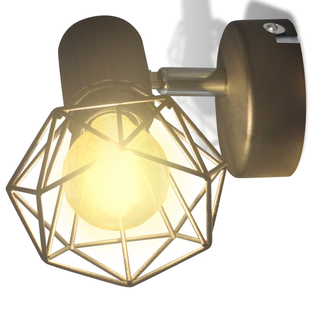 2 x Musta Teollinen Seinälamppu LED Polttimolla - Sisustajankoti.fi
