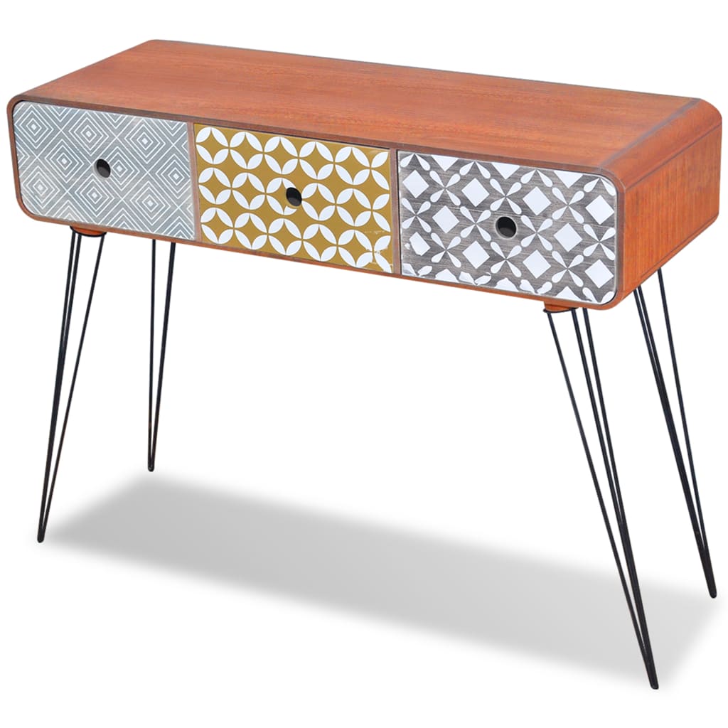 Sivupöytä 3 vetolaatikolla ja koristekuvioilla Ruskea - Sisustajankoti.fi