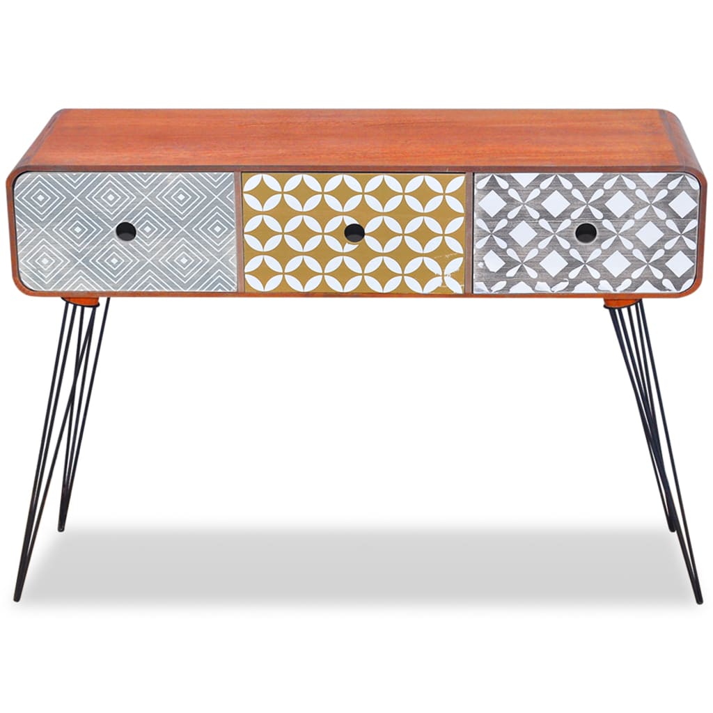 Sivupöytä 3 vetolaatikolla ja koristekuvioilla Ruskea - Sisustajankoti.fi