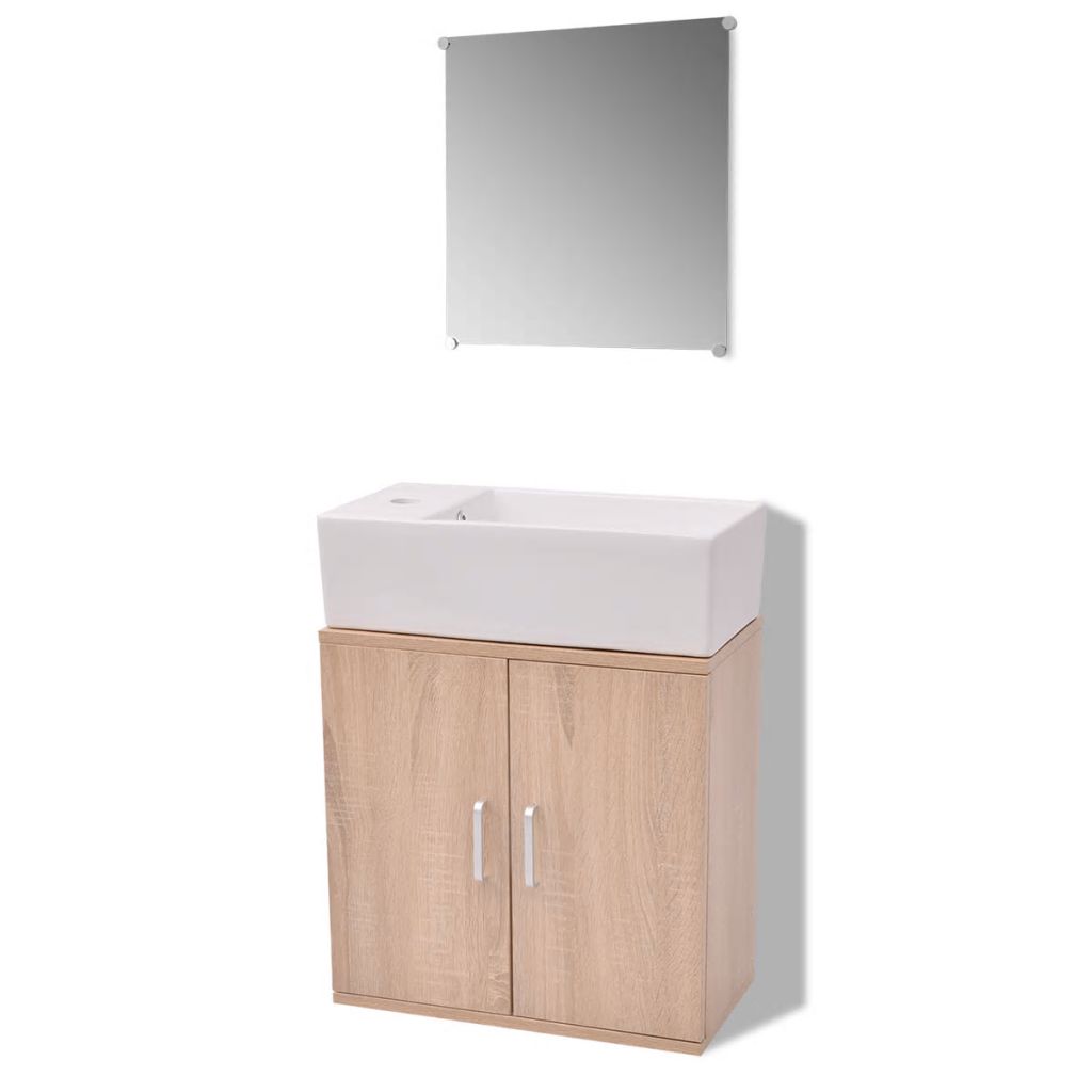 3-osainen Kylpyhuoneen Kaluste- ja Pesuallassarja Beige - Sisustajankoti.fi
