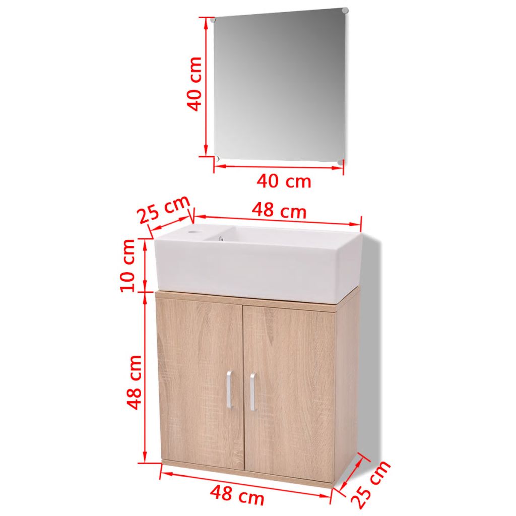 3-osainen Kylpyhuoneen Kaluste- ja Pesuallassarja Beige - Sisustajankoti.fi