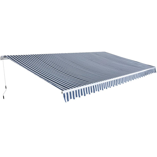 Taittomarkiisi manuaalinen 600 cm Sinivalkoinen - Sisustajankoti.fi