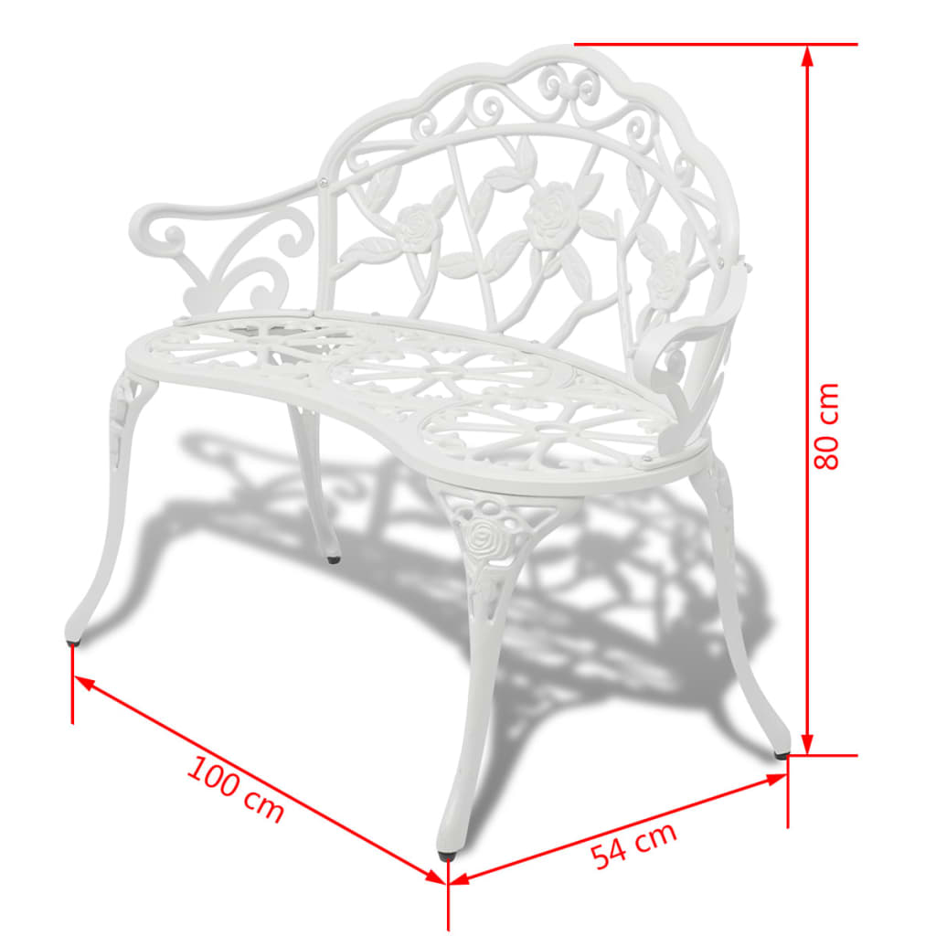 Puutarhapenkki 100 cm valualumiini valkoinen - Sisustajankoti.fi