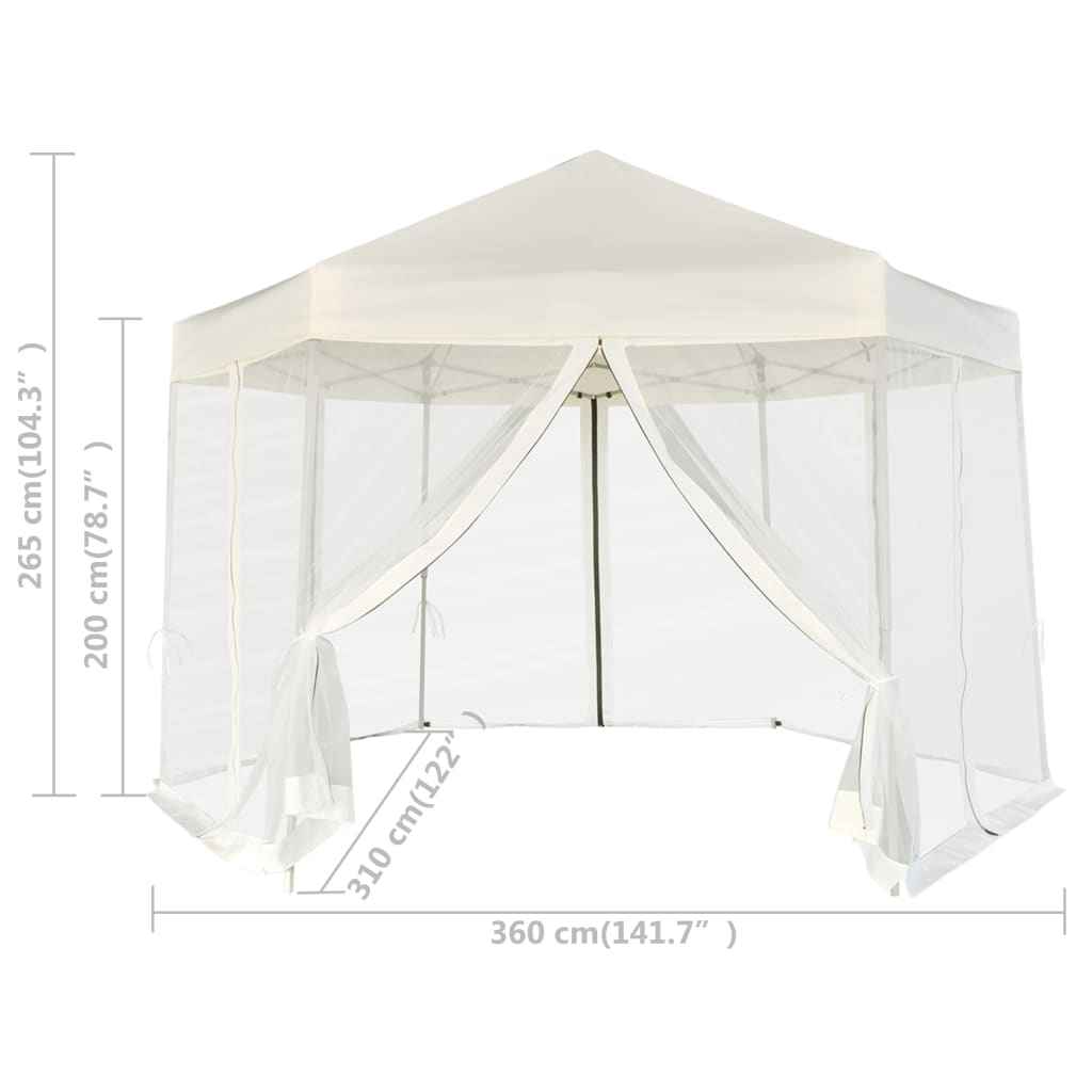 Pop-up teltta 6 sivuseinällä kuusikulmainen 3,6x3,1 m kerma - Sisustajankoti.fi