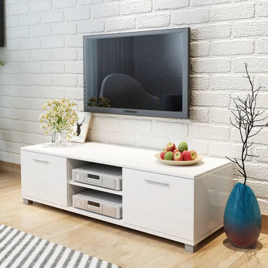 TV-taso korkeakiilto valkoinen 120x40,3x34,7 cm - Sisustajankoti.fi