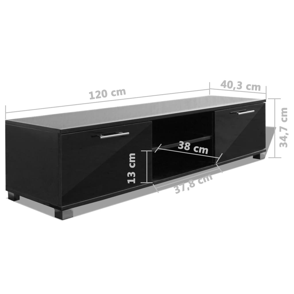 TV-taso korkeakiilto musta 120x40,3x34,7 cm - Sisustajankoti.fi