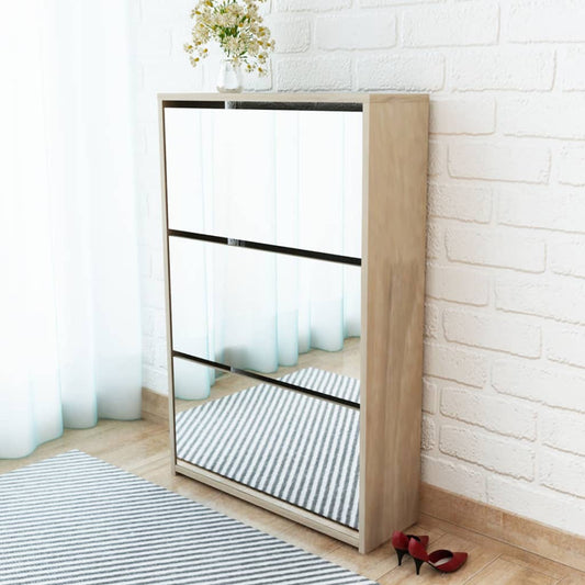 Kenkäkaappi 3 kerrosta ja peilit Tammi 63x17x102.5 cm - Sisustajankoti.fi