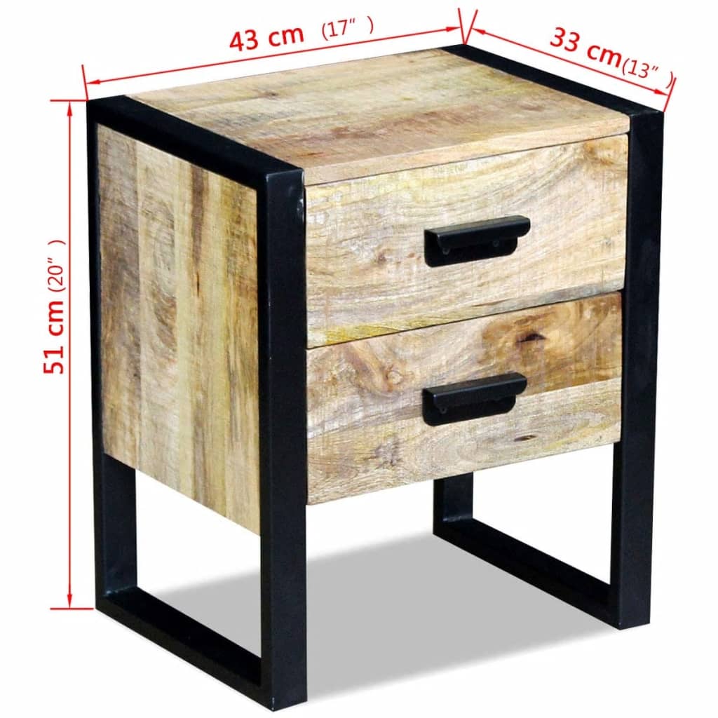 Sivupöytä 2 Laatikolla Täysi Mangopuu 43x33x51 cm - Sisustajankoti.fi