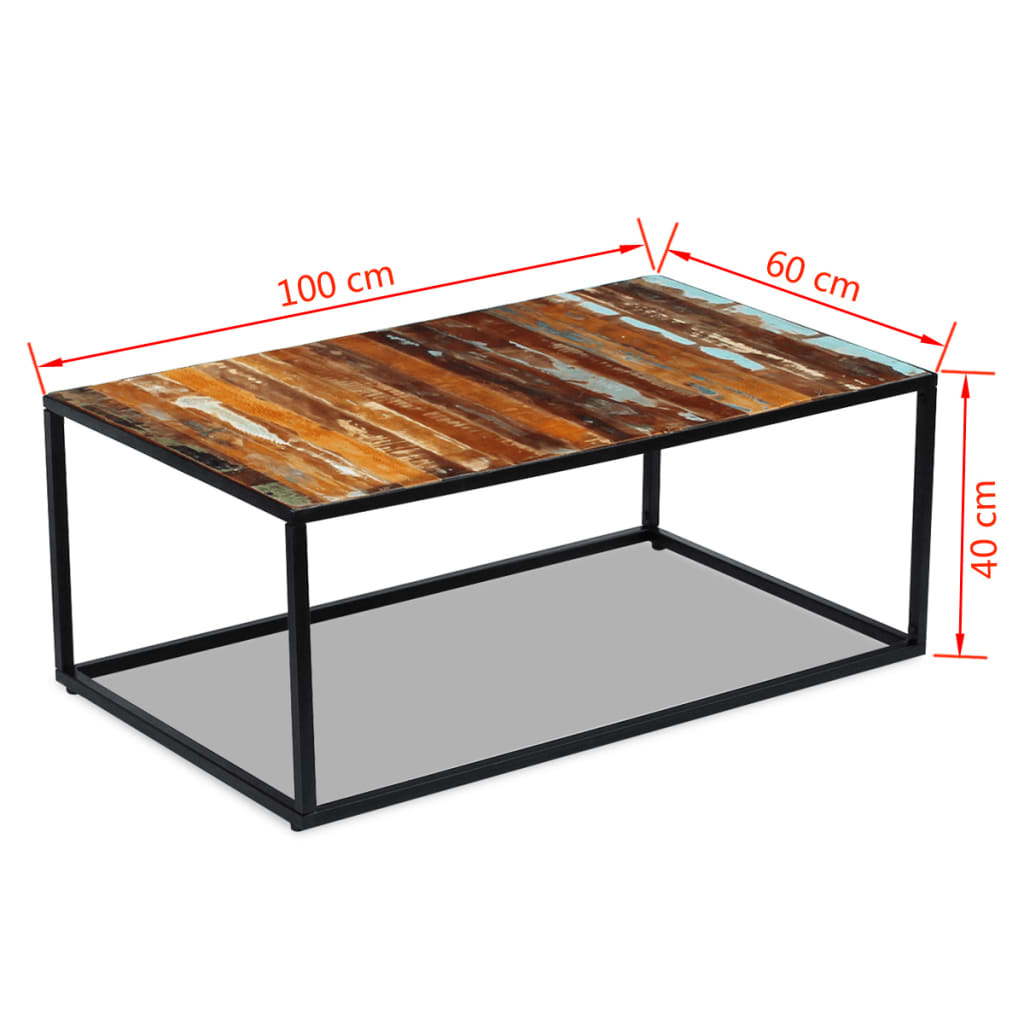 Sohvapöytä kierrätetty massiivipuu 100x60x40 cm - Sisustajankoti.fi