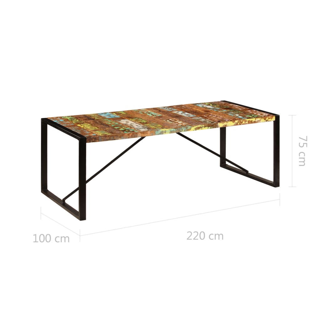 Ruokapöytä 220x100x75 cm kiinteä kierrätetty puu - Sisustajankoti.fi