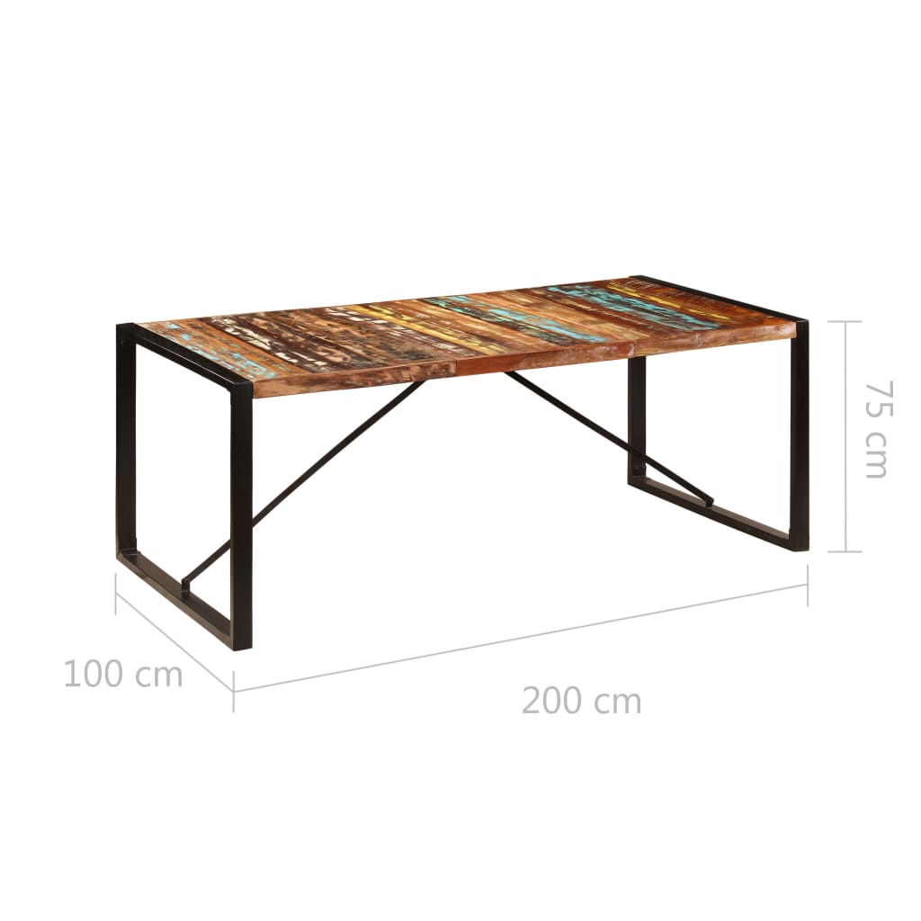 Ruokapöytä 200x100x75 cm kiinteä kierrätetty puu - Sisustajankoti.fi