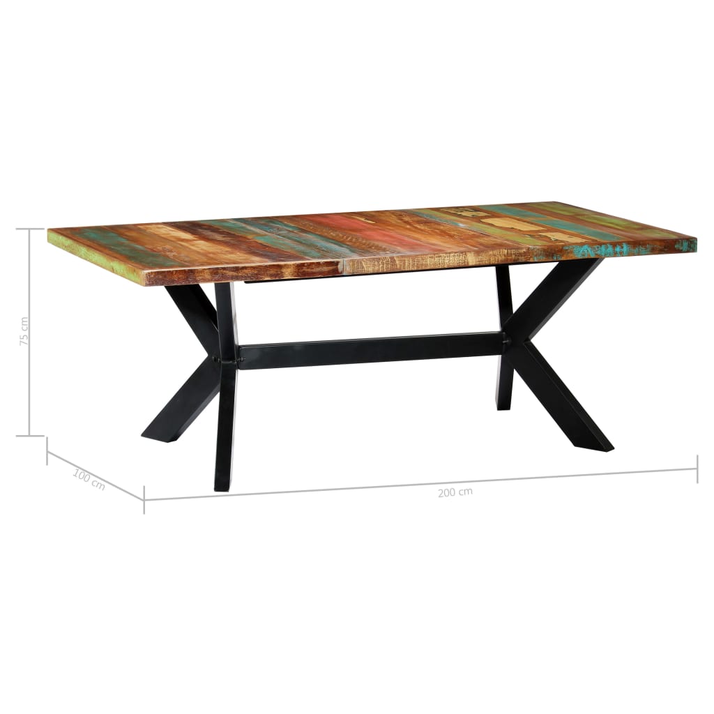 Ruokapöytä 200x100x75 cm kiinteä kierrätetty puu - Sisustajankoti.fi
