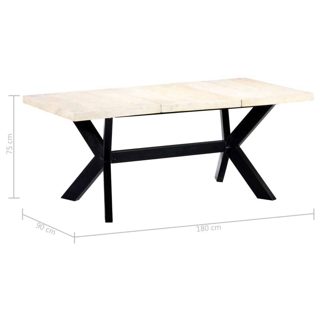 Ruokapöytä valkoinen 180x90x75 cm mangopuu - Sisustajankoti.fi