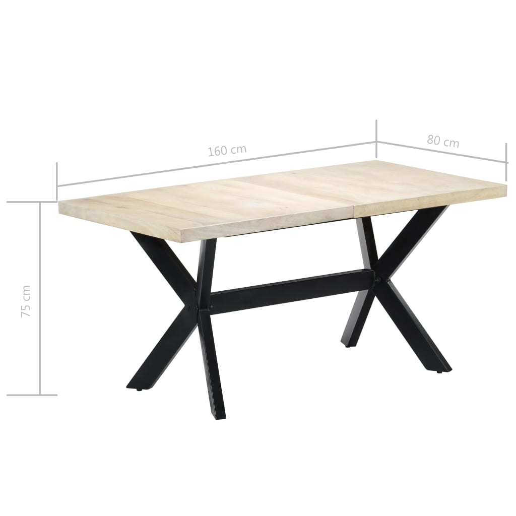 Ruokapöytä valkoinen 160x80x75 cm mangopuu - Sisustajankoti.fi