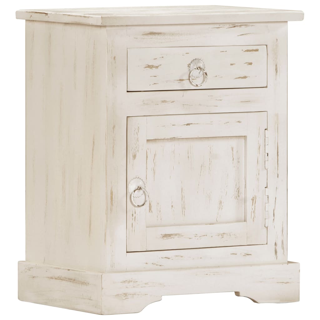 Yöpöytä valkoinen 40x30x50 cm täysi mangopuu - Sisustajankoti.fi