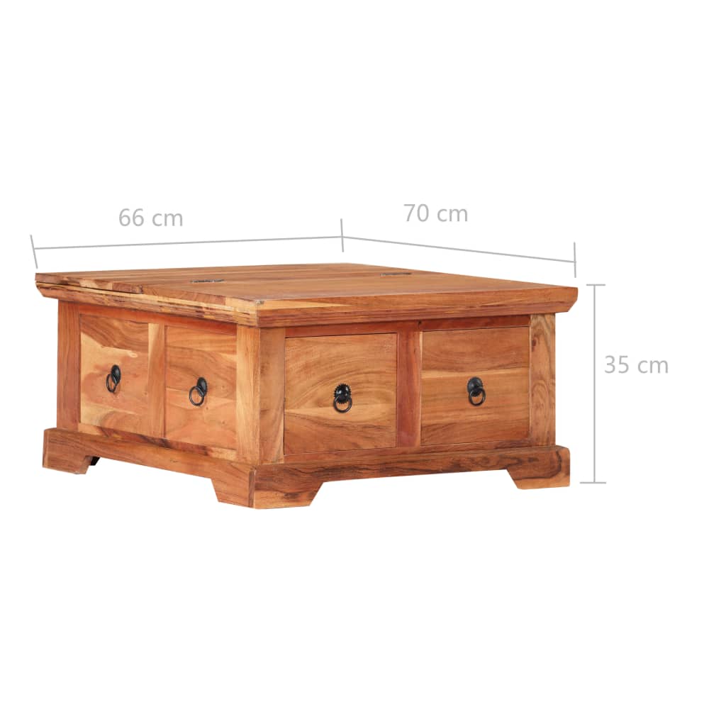 Sohvapöytä 66x70x35 cm täysi akaasiapuu - Sisustajankoti.fi