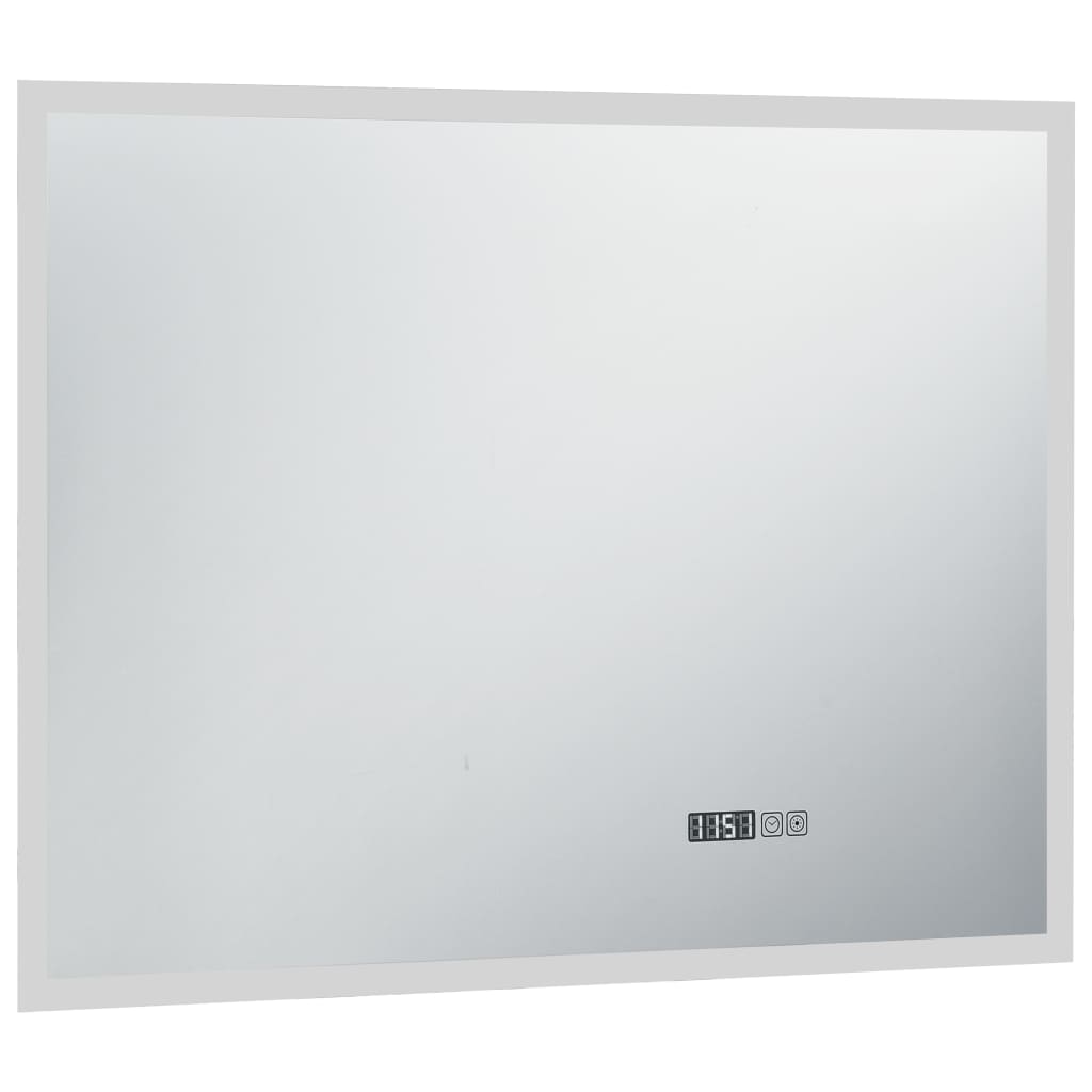 Kylpyhuoneen LED-peili kosketussensorilla ja kellolla 80x60 cm - Sisustajankoti.fi