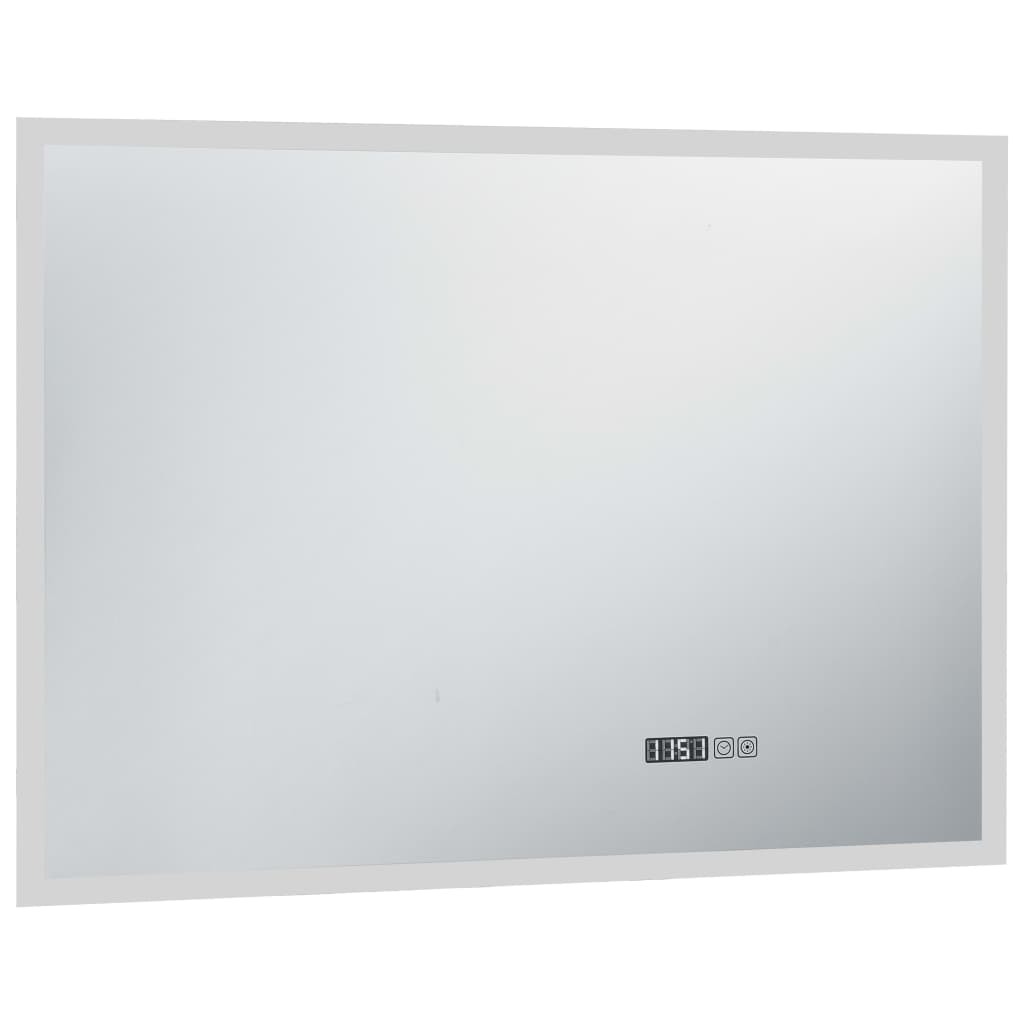 Kylpyhuoneen LED-peili kosketussensorilla ja kellolla 100x60 cm - Sisustajankoti.fi