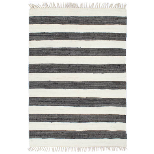 Käsin kudottu chindi-matto puuvilla 160x230cm antrasiitti/valk. - Sisustajankoti.fi