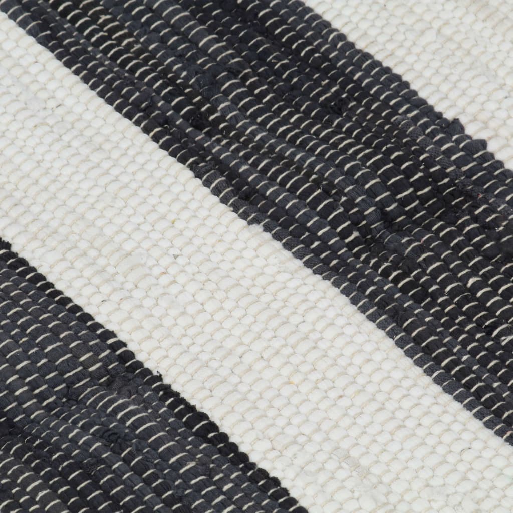 Käsin kudottu chindi-matto puuvilla 160x230cm antrasiitti/valk. - Sisustajankoti.fi