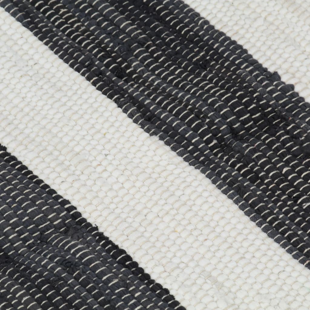 Käsinkudottu chindi-matto puuvilla 200x290 cm antrasiitti/valk. - Sisustajankoti.fi