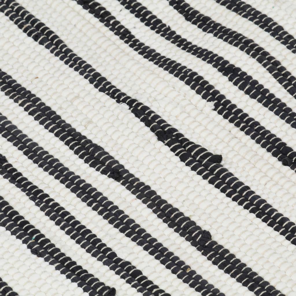 Käsin kudottu chindi-matto puuvilla 160x230cm antrasiitti/valk. - Sisustajankoti.fi