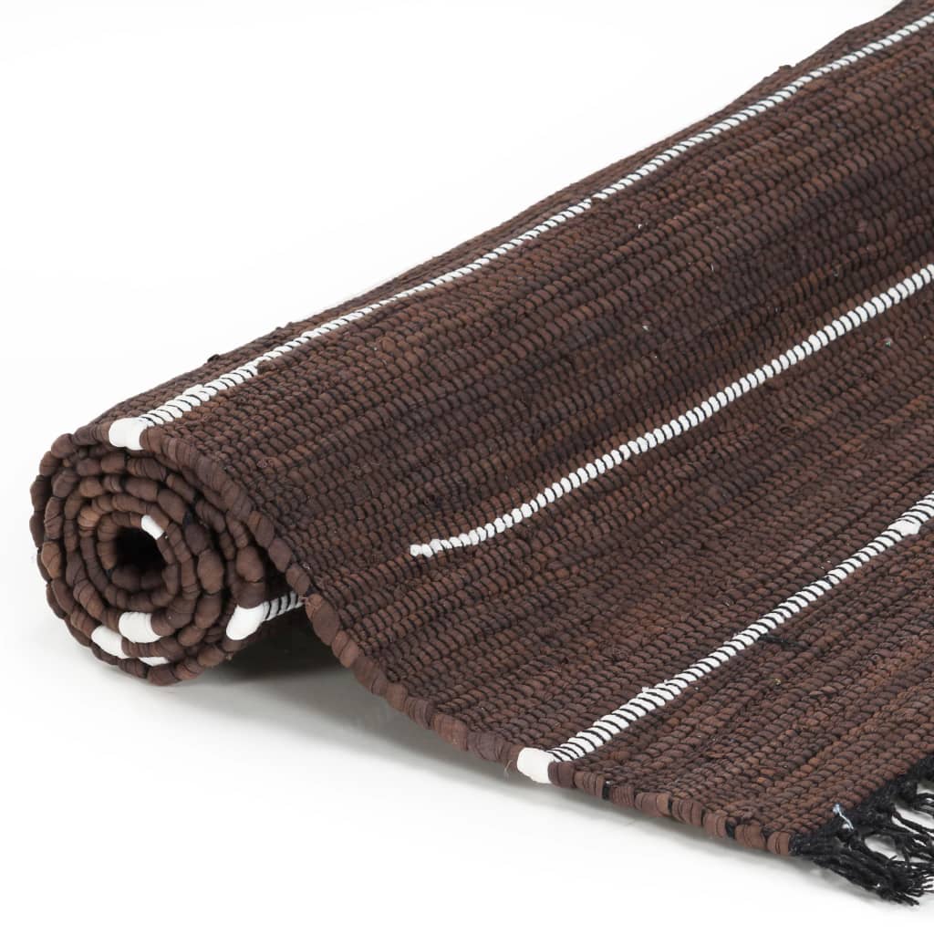 Käsin kudottu chindi-matto puuvilla 200x290 cm ruskea - Sisustajankoti.fi