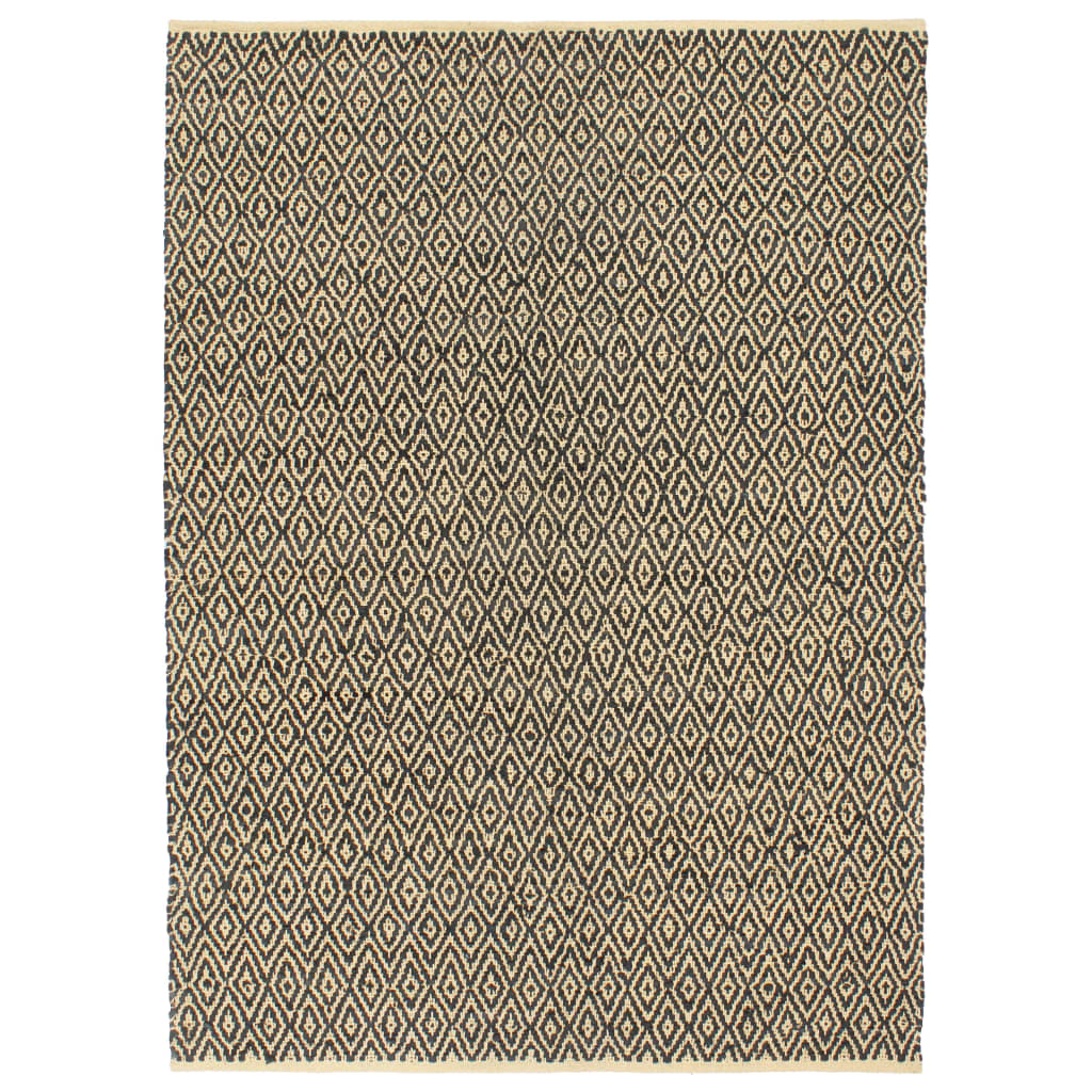 Käsin punottu chindi-matto nahka puuvilla 120x170 cm musta - Sisustajankoti.fi