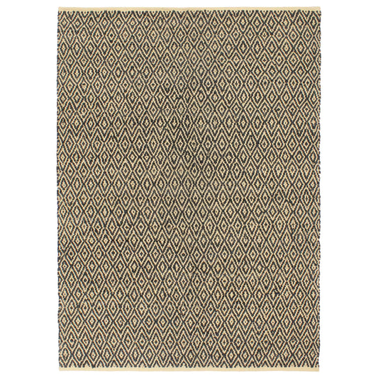 Käsin punottu chindi-matto nahka puuvilla 120x170 cm musta - Sisustajankoti.fi