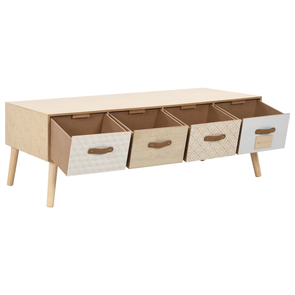 Sohvapöytä 4 laatikolla 110x50x40 cm täysi mänty - Sisustajankoti.fi