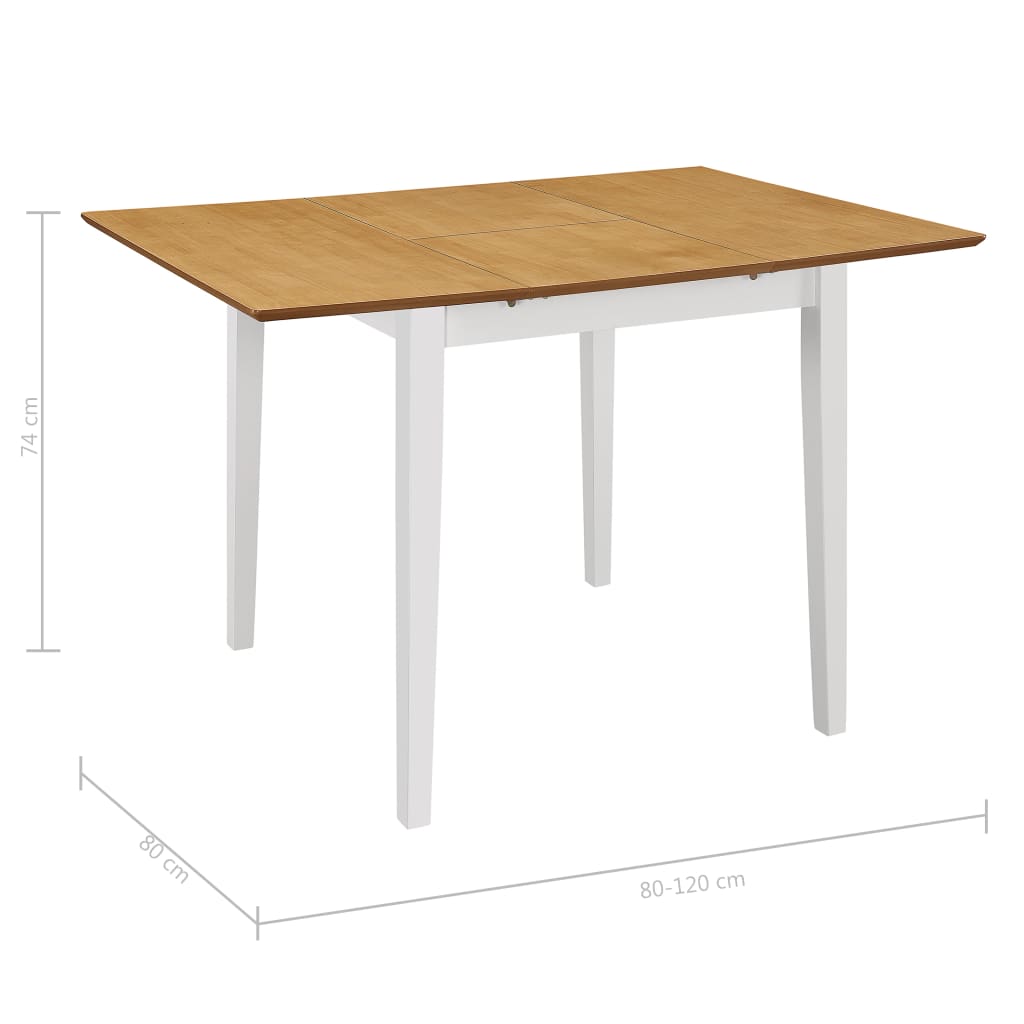 Jatkettava ruokapöytä valkoinen (80-120)x80x74 cm MDF - Sisustajankoti.fi
