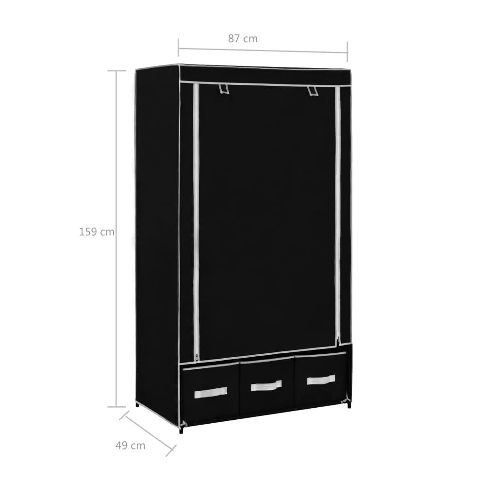 Vaatekaappi musta 87x49x159 cm kangas - Sisustajankoti.fi