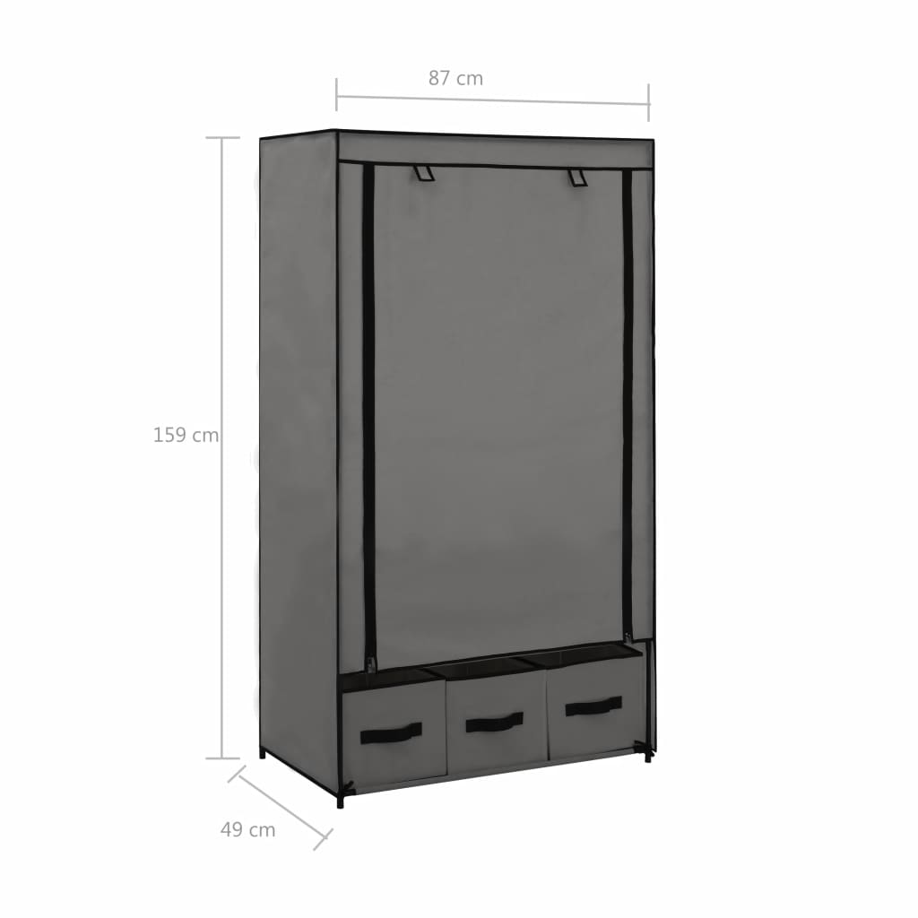 Vaatekaappi harmaa 87x49x159 cm kangas - Sisustajankoti.fi