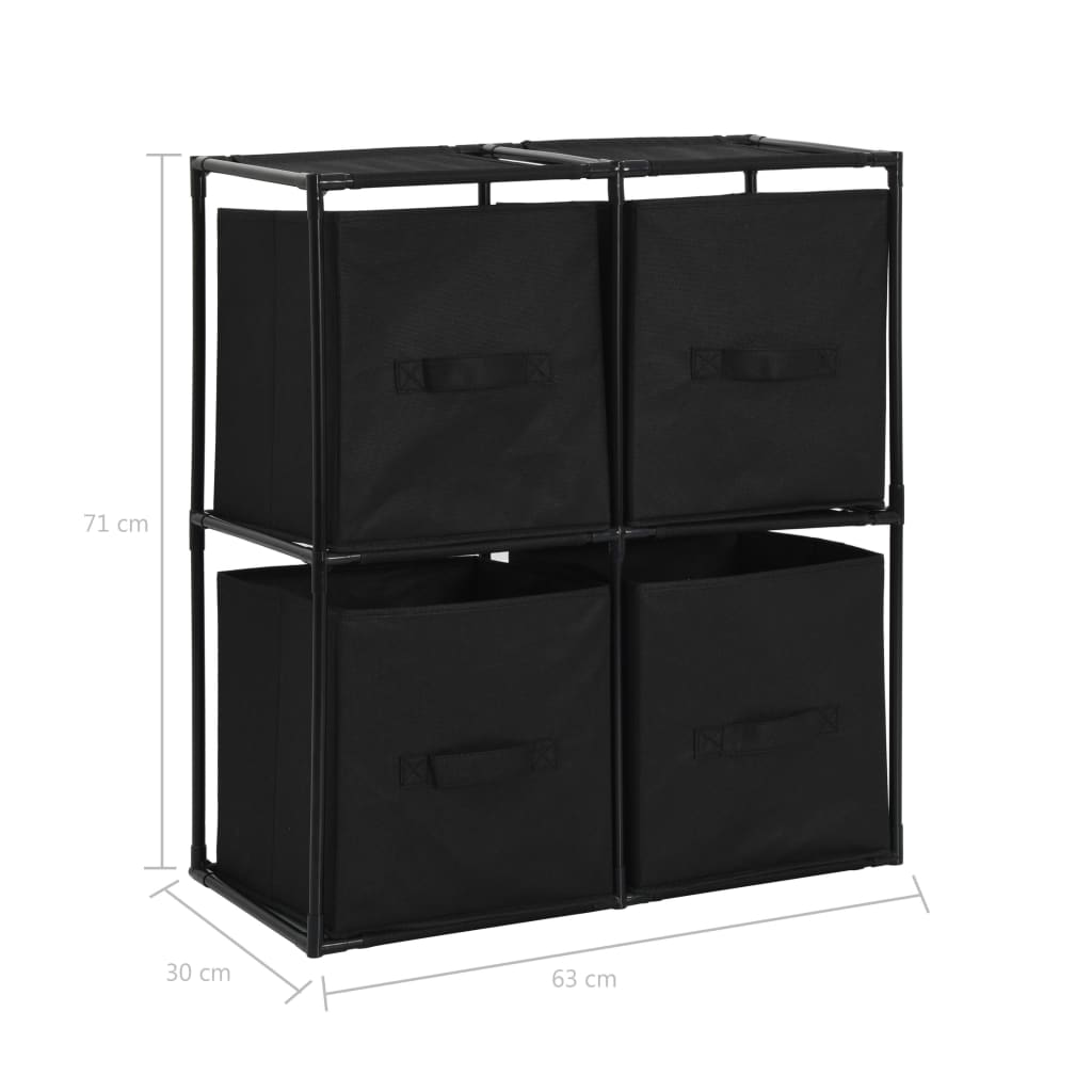 Varastokaappi 4 kangaskorilla musta 63x30x71 cm teräs - Sisustajankoti.fi