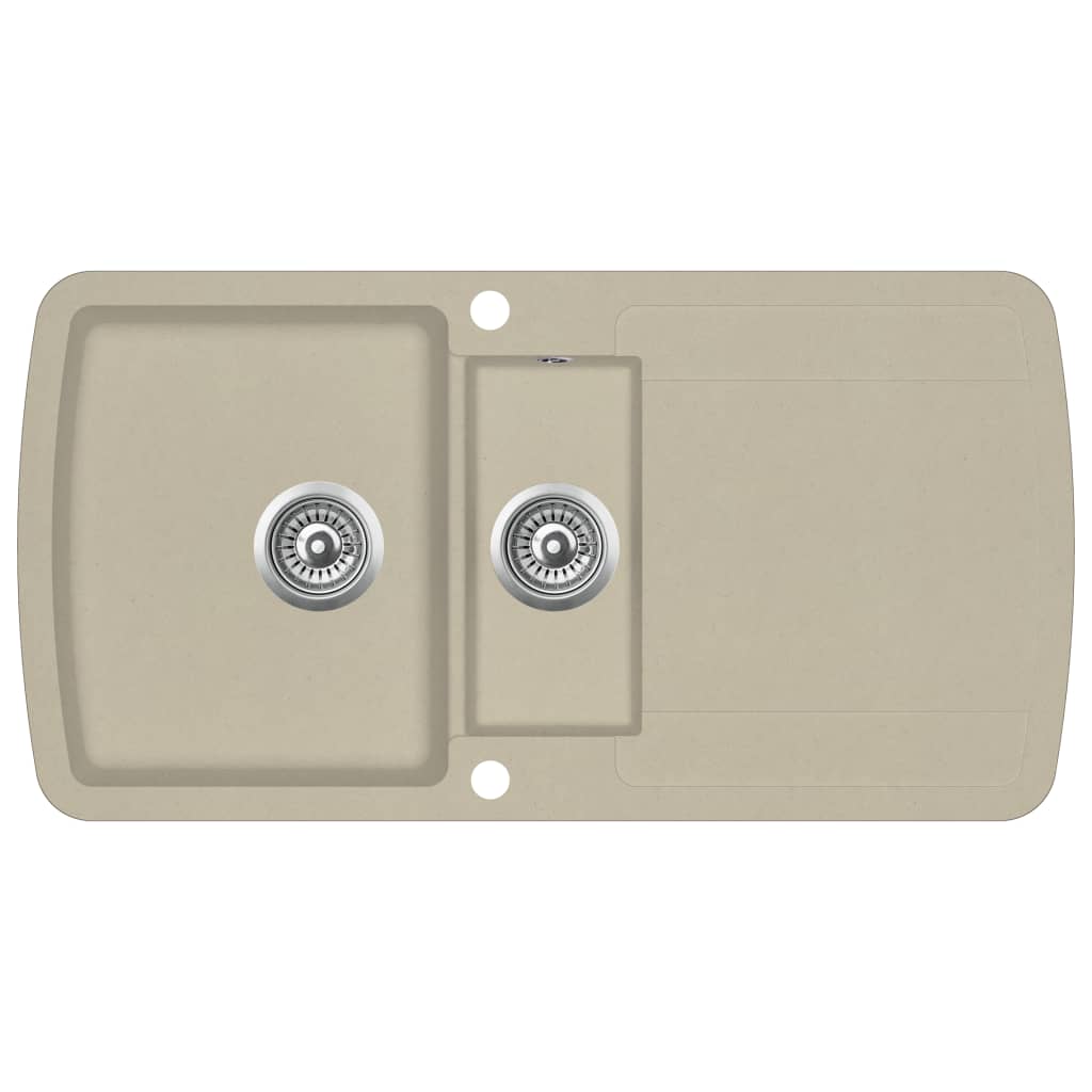 Keittiön tuplapesuallas komposiitti beige - Sisustajankoti.fi