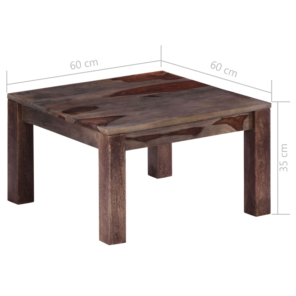 Sohvapöytä harmaa 60x60x35 cm täysi seesampuu - Sisustajankoti.fi