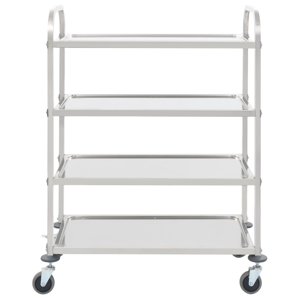 4-tasoinen tarjoiluvaunu 107x55x125 cm ruostumaton teräs - Sisustajankoti.fi