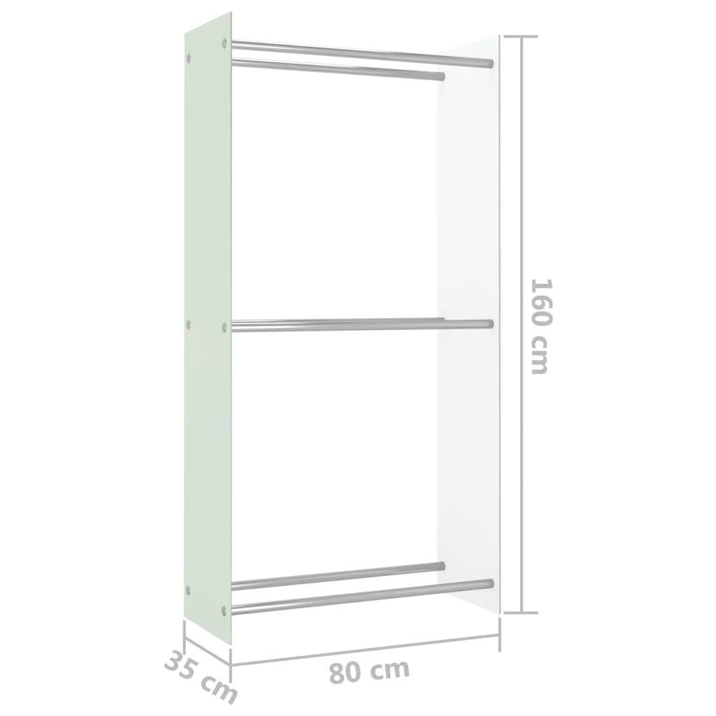 Polttopuuteline valkoinen 80x35x160 cm lasi - Sisustajankoti.fi
