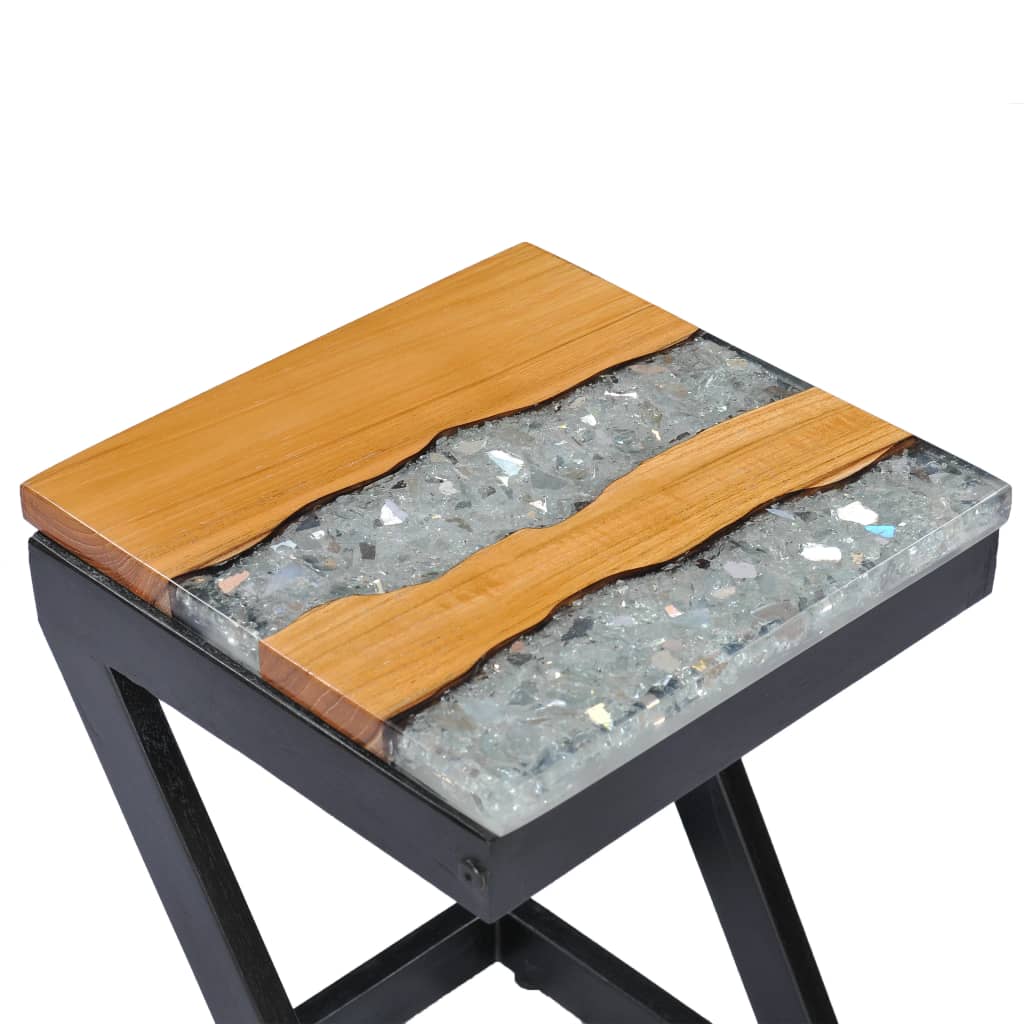 Sohvapöytä 30x30x50 cm täysi tiikki ja polyesterihartsi - Sisustajankoti.fi