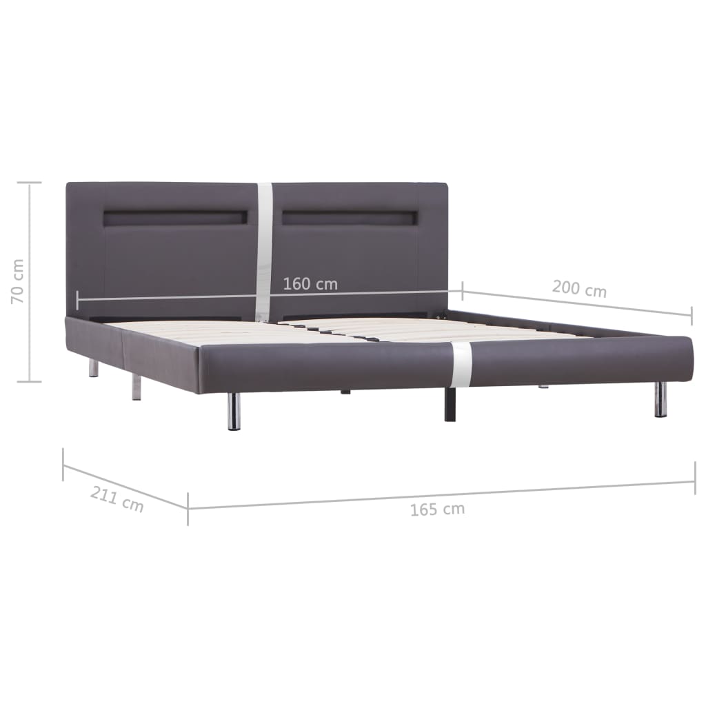 Sängynrunko LED-valolla harmaa keinonahka 150x200 cm - Sisustajankoti.fi