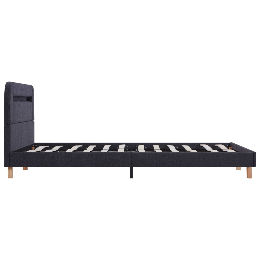Sängynrunko LED-valolla tummanharmaa kangas 135x190 cm - Sisustajankoti.fi