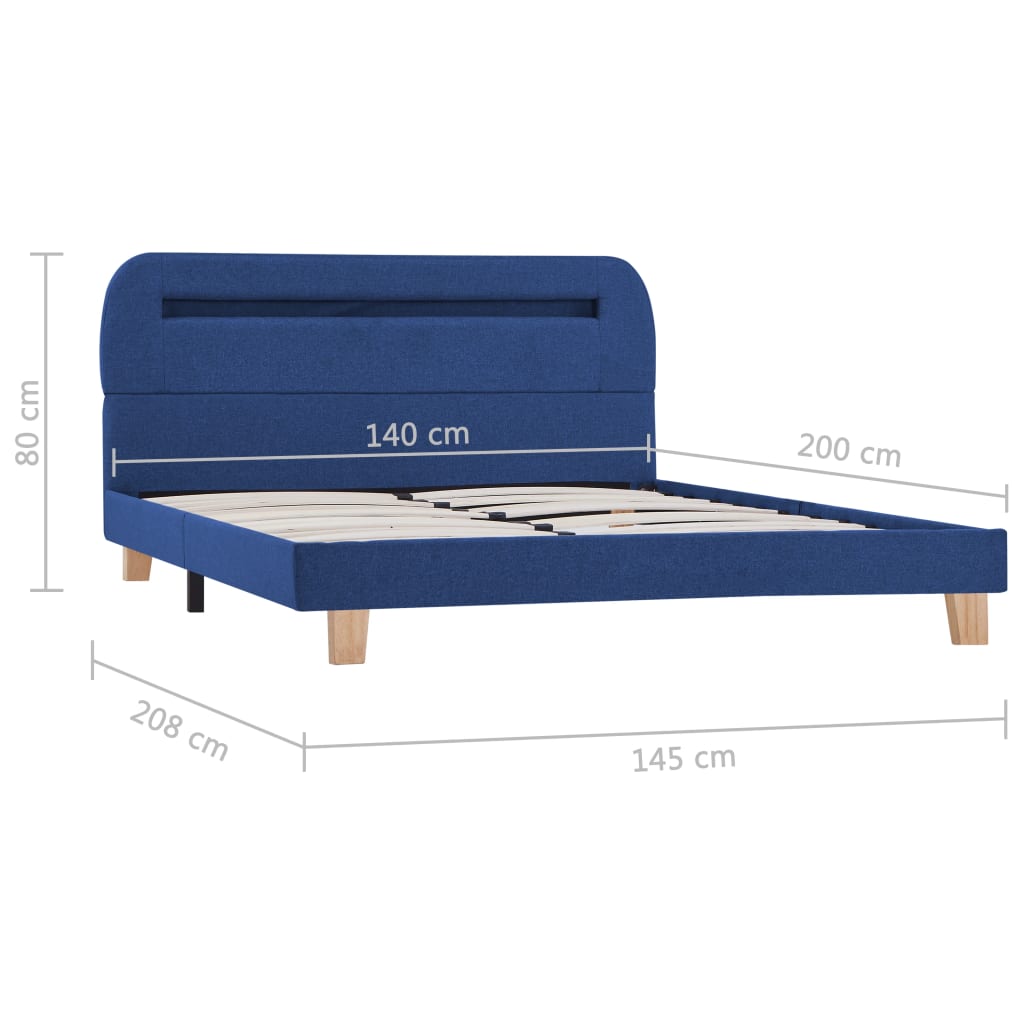 Sängynrunko LED-valolla sininen kangas 135x190 cm - Sisustajankoti.fi