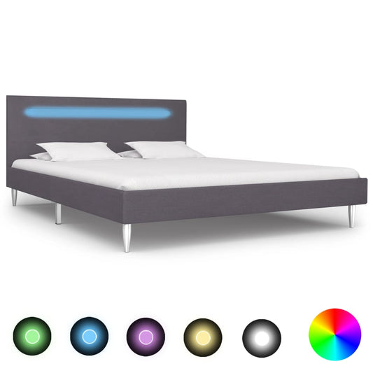 Sängynrunko LED-valolla harmaa kangas 135x190 cm - Sisustajankoti.fi