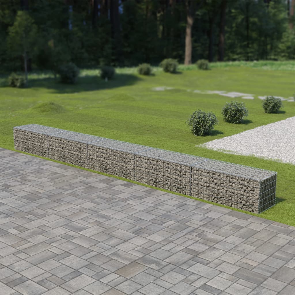 Gabionseinä kansilla galvanoitu teräs 600x50x50 cm - Sisustajankoti.fi