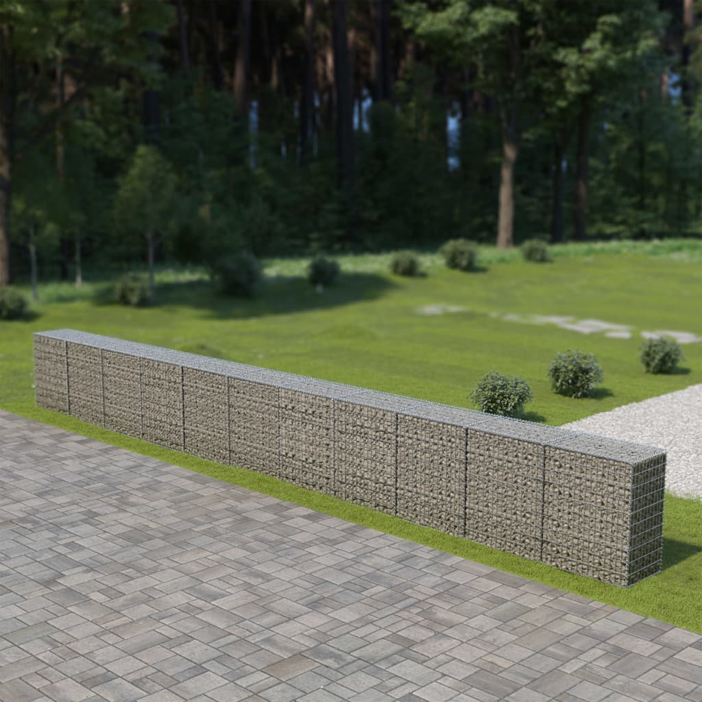 Gabionseinä kansilla galvanoitu teräs 900x50x100 cm - Sisustajankoti.fi