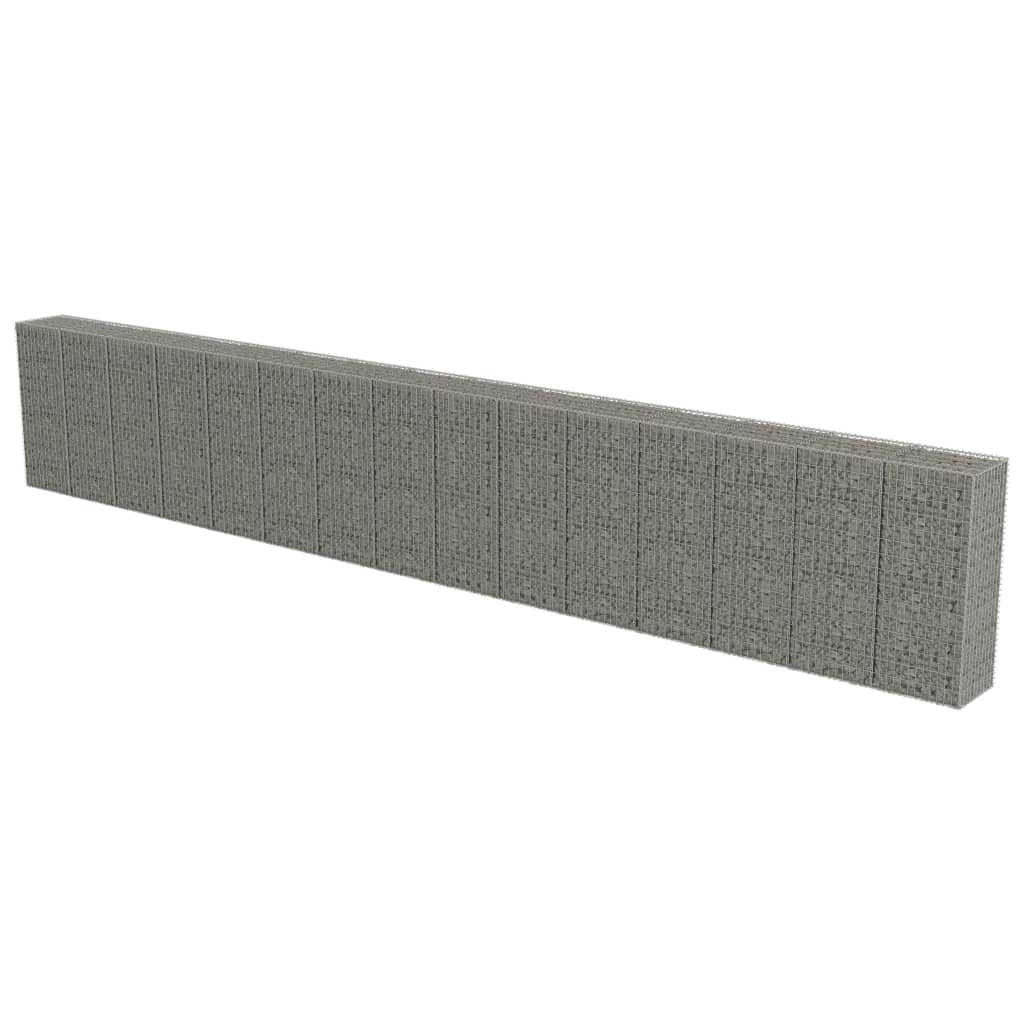 Gabionseinä kansilla galvanoitu teräs 900x50x150 cm - Sisustajankoti.fi