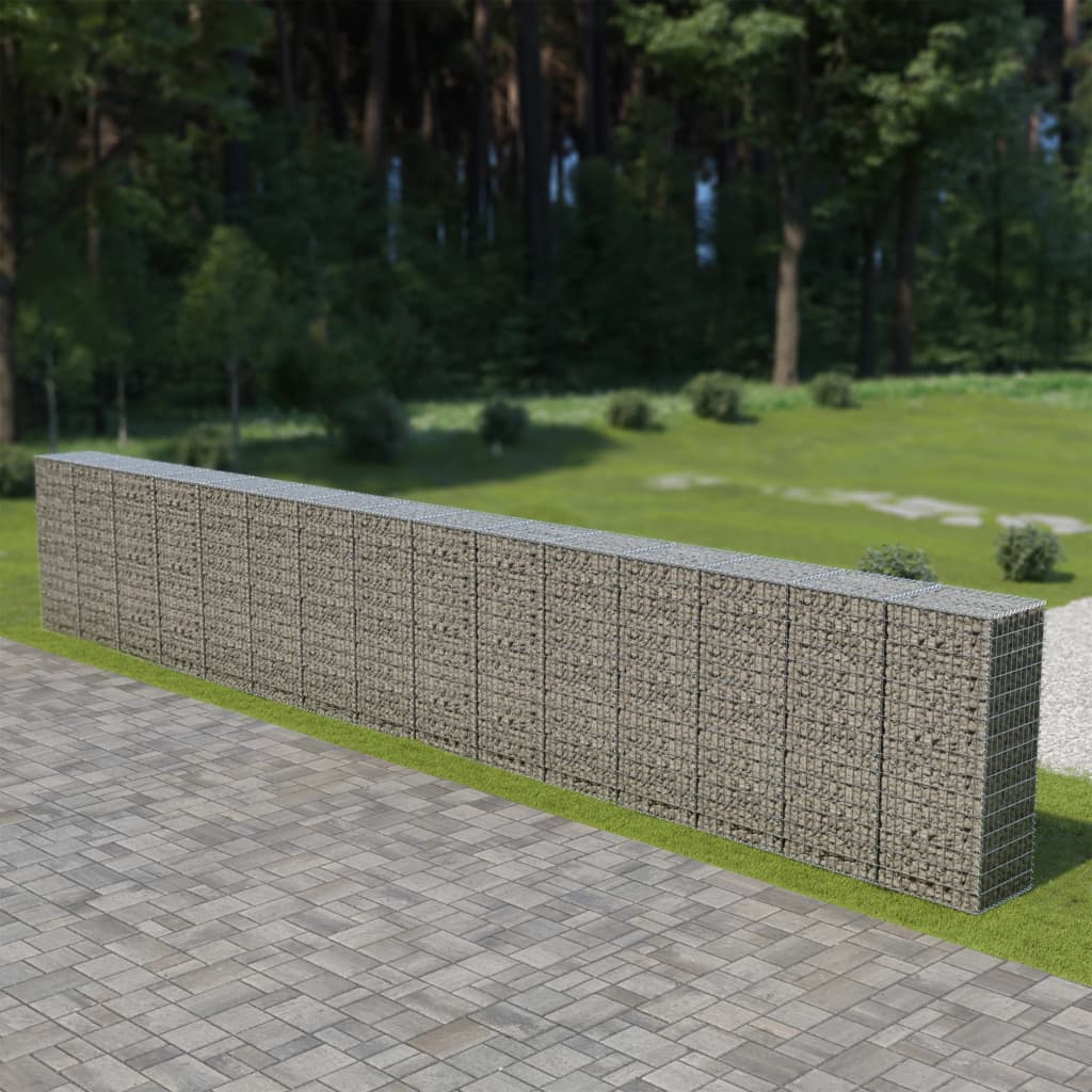 Gabionseinä kansilla galvanoitu teräs 900x50x150 cm - Sisustajankoti.fi