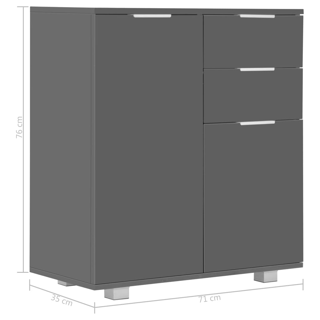 Senkki korkeakiiltoinen harmaa 71x35x76 cm - Sisustajankoti.fi