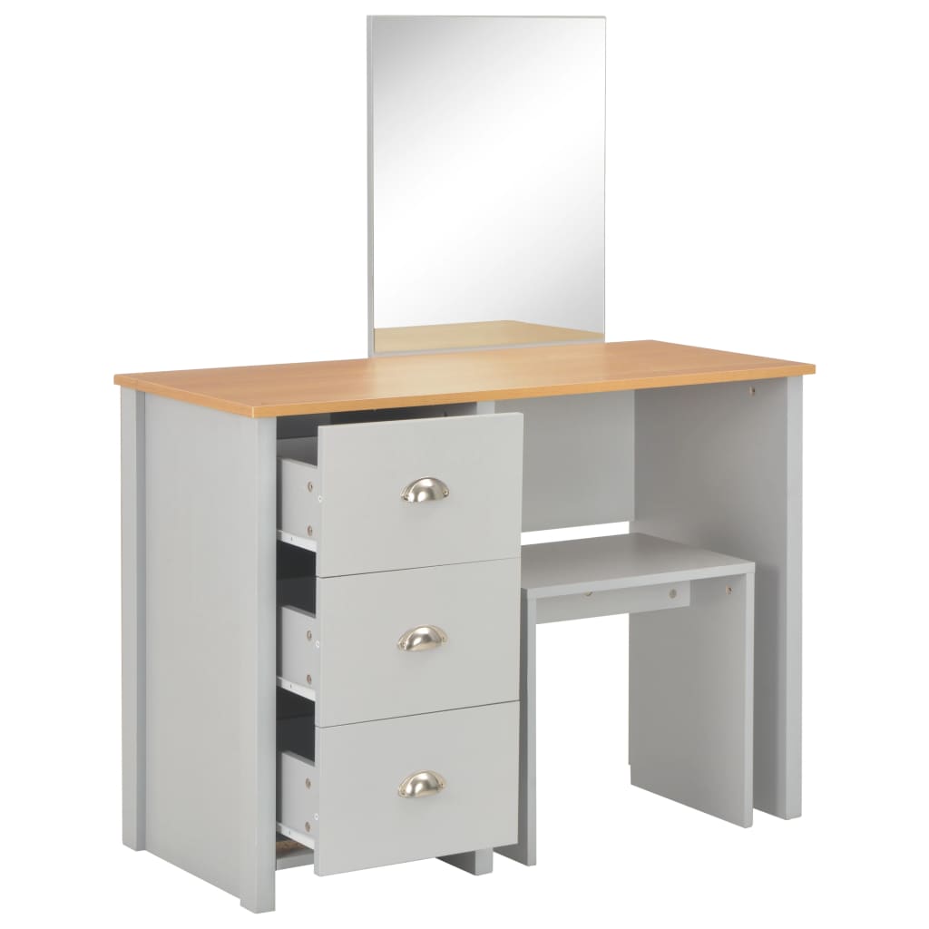 Meikkipöytä peilillä ja jakkaralla harmaa 104x45x131 cm - Sisustajankoti.fi